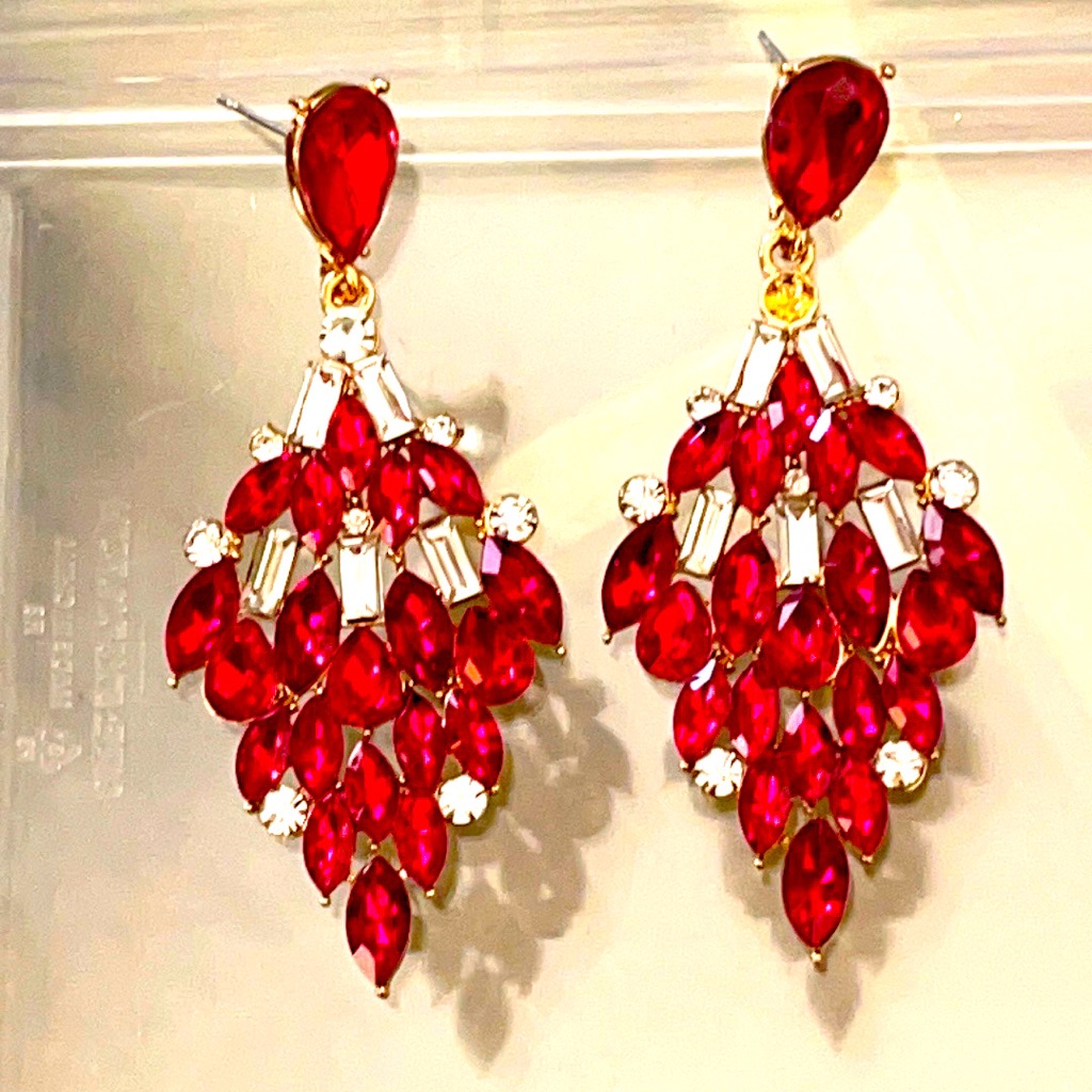 Ted And Clear Swarovski Crystal Pageant Earrings